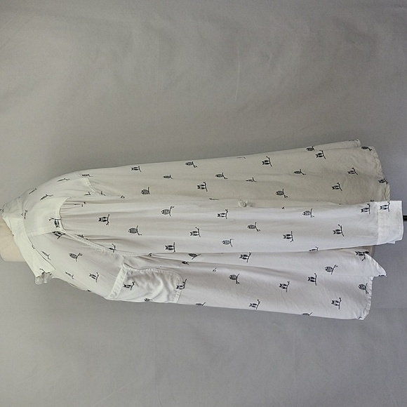 Beachlunchlounge Owl Print Button Down White/Navy Size 1X NWT - Picture 5 of 14